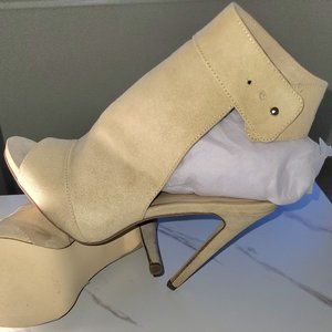 Nude Peeptoe suede bootie